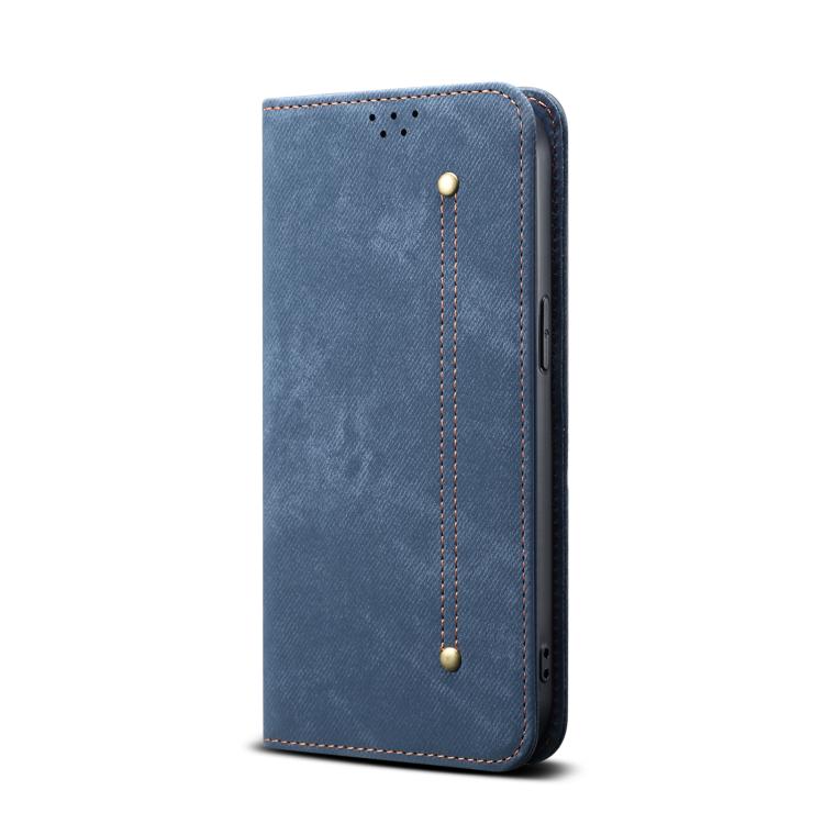 For iPhone 16e Denim Texture Casual Style Horizontal Flip Leather Case(Blue) - iPhone 16e Cases by buy2fix | Online Shopping UK | buy2fix