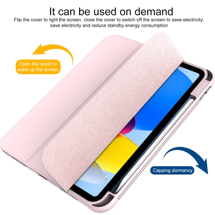 For iPad 2025 / 2022 3-Fold Holder Armor Smart Leather Tablet Case(Pink) by buy2fix