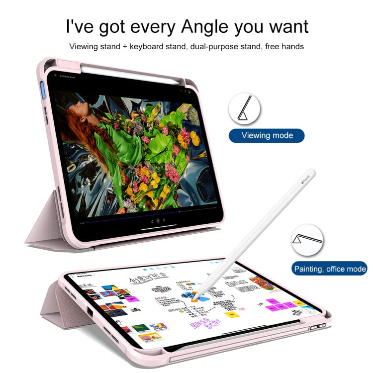For iPad 2025 / 2022 3-Fold Holder Armor Smart Leather Tablet Case(Pink) by buy2fix