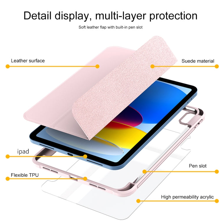 For iPad 2025 / 2022 3-Fold Holder Armor Smart Leather Tablet Case(Pink) by buy2fix