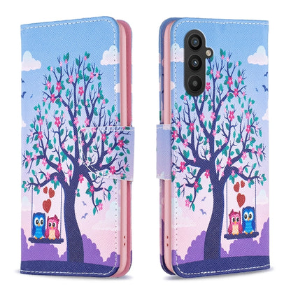 For Samsung Galaxy A25 5G Colored Drawing Pattern Leather Phone Case(Owl) by buy2fix