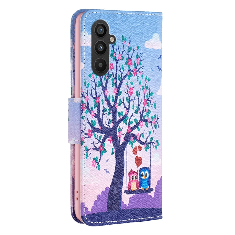 For Samsung Galaxy A25 5G Colored Drawing Pattern Leather Phone Case(Owl) by buy2fix