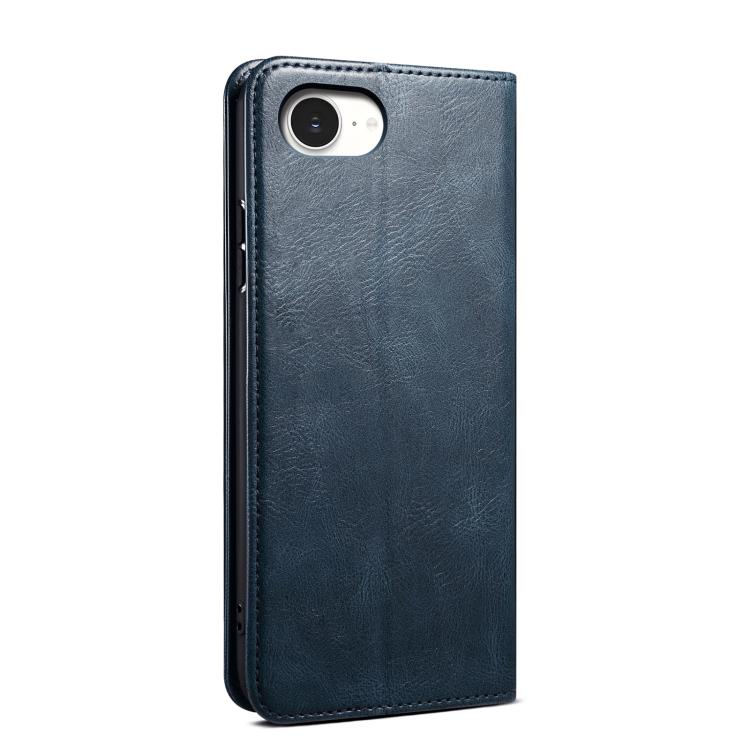 For iPhone 16e Oil Wax Crazy Horse Texture Leather Phone Case(Blue) - iPhone 16e Cases by buy2fix | Online Shopping UK | buy2fix