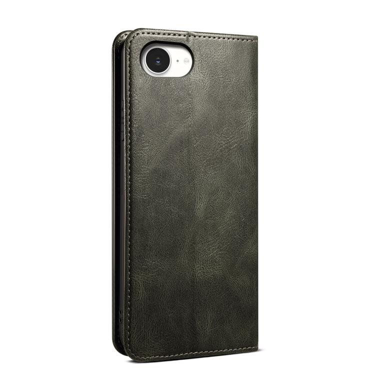 For iPhone 16e Oil Wax Crazy Horse Texture Leather Phone Case(Green) - iPhone 16e Cases by buy2fix | Online Shopping UK | buy2fix