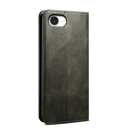 For iPhone 16e Oil Wax Crazy Horse Texture Leather Phone Case(Green) - iPhone 16e Cases by buy2fix | Online Shopping UK | buy2fix