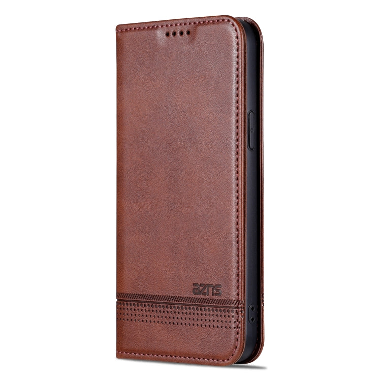 For iPhone 15 Plus AZNS Magnetic Calf Texture Leather Phone Case(Dark Brown) - iPhone 15 Plus Cases by AZNS | Online Shopping UK | buy2fix
