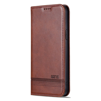For iPhone 15 Plus AZNS Magnetic Calf Texture Leather Phone Case(Dark Brown) - iPhone 15 Plus Cases by AZNS | Online Shopping UK | buy2fix