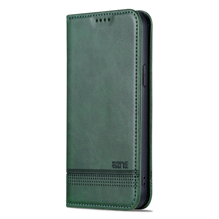 For iPhone 15 AZNS Magnetic Calf Texture Leather Phone Case(Dark Green) - iPhone 15 Cases by AZNS | Online Shopping UK | buy2fix