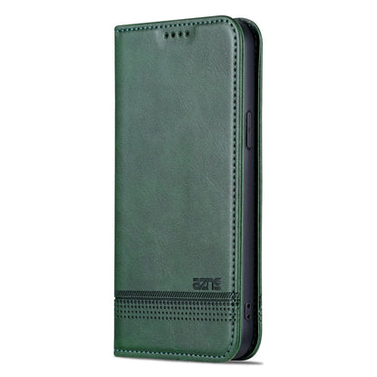 For iPhone 15 AZNS Magnetic Calf Texture Leather Phone Case(Dark Green) - iPhone 15 Cases by AZNS | Online Shopping UK | buy2fix