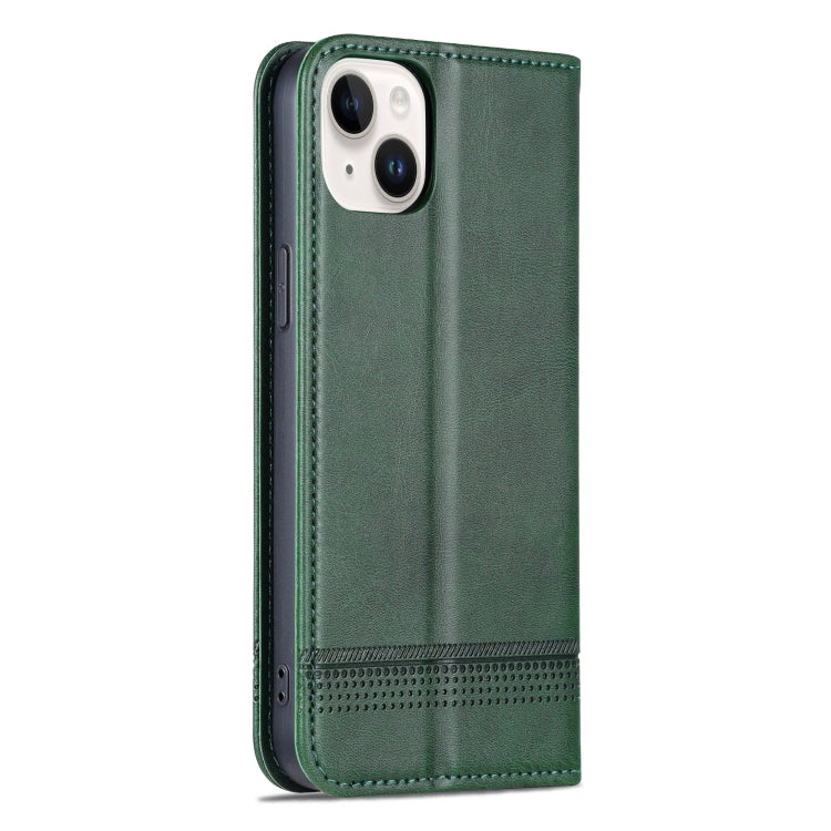For iPhone 15 AZNS Magnetic Calf Texture Leather Phone Case(Dark Green) - iPhone 15 Cases by AZNS | Online Shopping UK | buy2fix