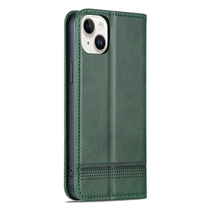 For iPhone 15 AZNS Magnetic Calf Texture Leather Phone Case(Dark Green) - iPhone 15 Cases by AZNS | Online Shopping UK | buy2fix