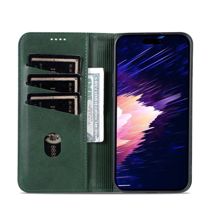 For iPhone 15 AZNS Magnetic Calf Texture Leather Phone Case(Dark Green) - iPhone 15 Cases by AZNS | Online Shopping UK | buy2fix