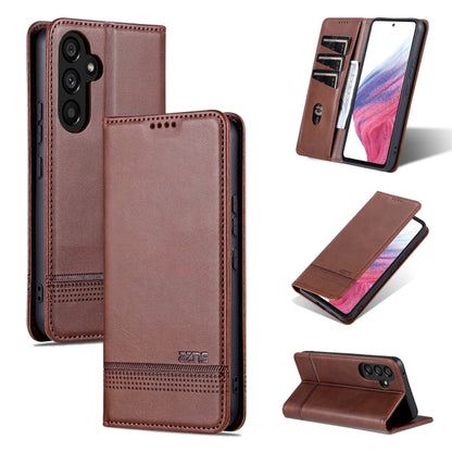 For Samsung Galaxy S23 FE 5G AZNS Magnetic Calf Texture Flip Leather Phone Case(Dark Brown) by AZNS
