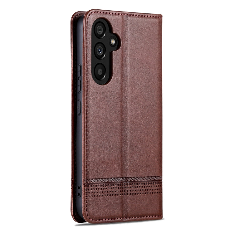 For Samsung Galaxy S23 FE 5G AZNS Magnetic Calf Texture Flip Leather Phone Case(Dark Brown) by AZNS