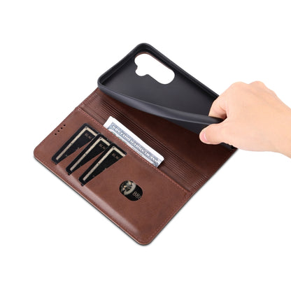 For Samsung Galaxy S23 FE 5G AZNS Magnetic Calf Texture Flip Leather Phone Case(Dark Brown) by AZNS