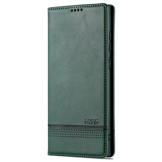 For Samsung Galaxy S24 Ultra 5G AZNS Magnetic Calf Texture Flip Leather Phone Case(Dark Green) by AZNS