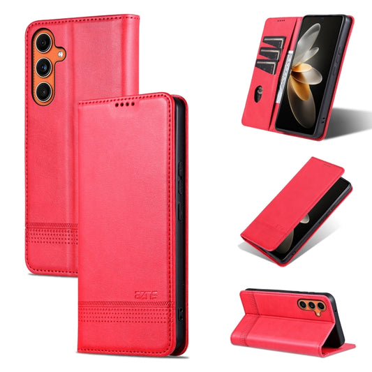For Samsung Galaxy C55/M55 AZNS Magnetic Calf Texture Flip Leather Phone Case(Red) - Galaxy Phone Cases by AZNS | Online Shopping UK | buy2fix
