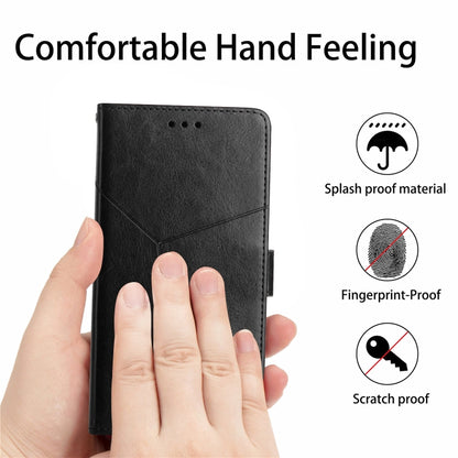 For Google Pixel 9 Pro Y-shaped Pattern Flip Leather Phone Case(Black) - Google Cases by buy2fix | Online Shopping UK | buy2fix