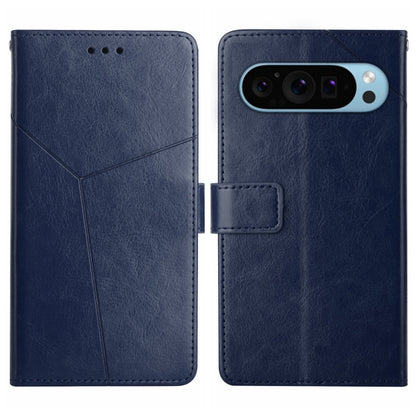 For Google Pixel 9 Pro XL Y-shaped Pattern Flip Leather Phone Case(Blue) - Google Cases by buy2fix | Online Shopping UK | buy2fix