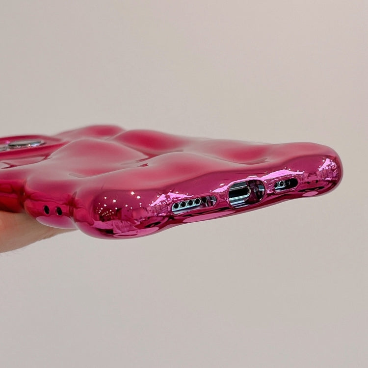 For iPhone 16 Pro Max Wave Bubbles TPU Phone Case(Painted Rose Red) - iPhone 16 Pro Max Cases by buy2fix | Online Shopping UK | buy2fix