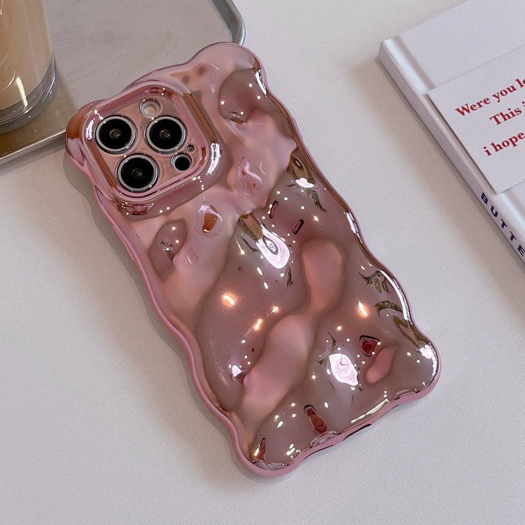 For iPhone 16 Pro Wave Bubbles TPU Phone Case(Painted Pink) - iPhone 16 Pro Cases by buy2fix | Online Shopping UK | buy2fix