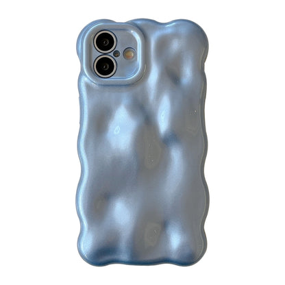 For iPhone 16 Plus Wave Bubbles TPU Phone Case(Pearlescent Blue) - iPhone 16 Plus Cases by buy2fix | Online Shopping UK | buy2fix