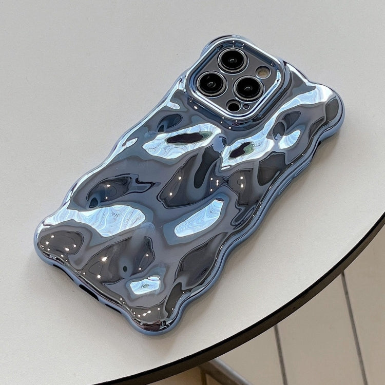 For iPhone 16 Wave Bubbles TPU Phone Case(Painted Blue) by buy2fix