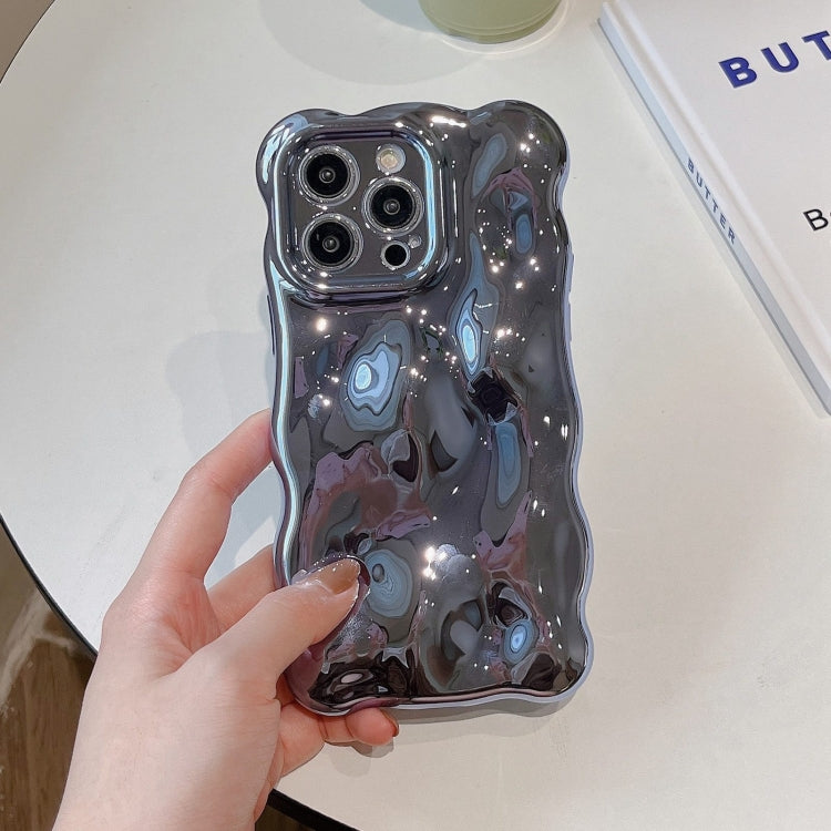 For iPhone 16 Wave Bubbles TPU Phone Case(Painted Blue) by buy2fix