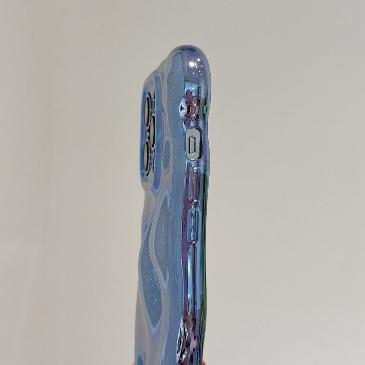 For iPhone 16 Wave Bubbles TPU Phone Case(Painted Blue) by buy2fix