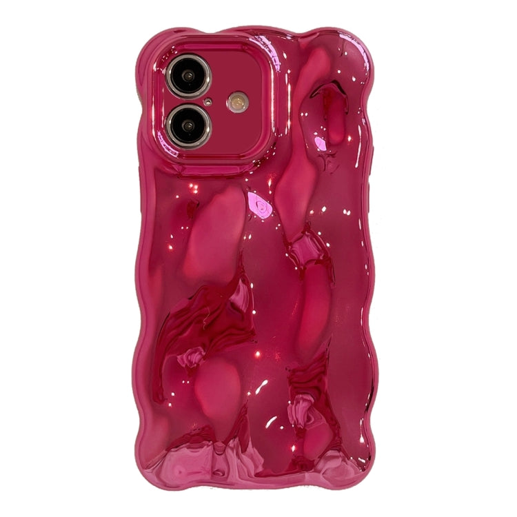 For iPhone 16 Wave Bubbles TPU Phone Case(Painted Rose Red) - iPhone 16 Cases by buy2fix | Online Shopping UK | buy2fix