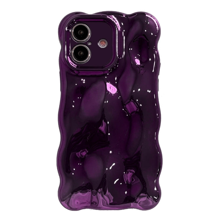 For iPhone 16 Wave Bubbles TPU Phone Case(Painted Purple) - iPhone 16 Cases by buy2fix | Online Shopping UK | buy2fix