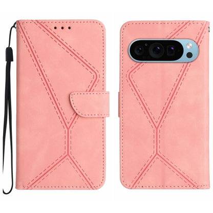 For Google Pixel 9 Pro XL Stitching Embossed Leather Phone Case(Pink) - Google Cases by buy2fix | Online Shopping UK | buy2fix