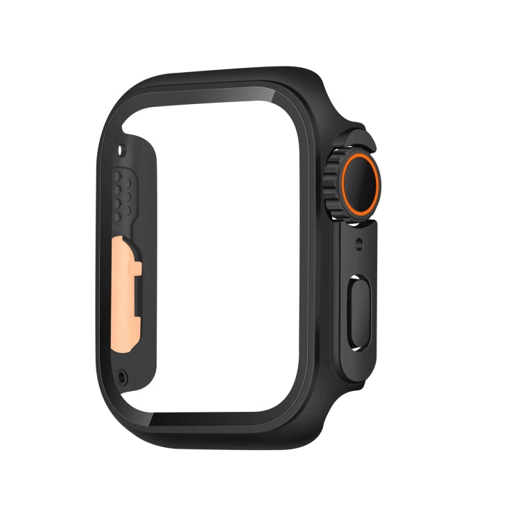 For Apple Watch Series 9 / 8 / 7 41mm Tempered Film Hybrid PC Integrated Watch Case(Black Orange) by buy2fix
