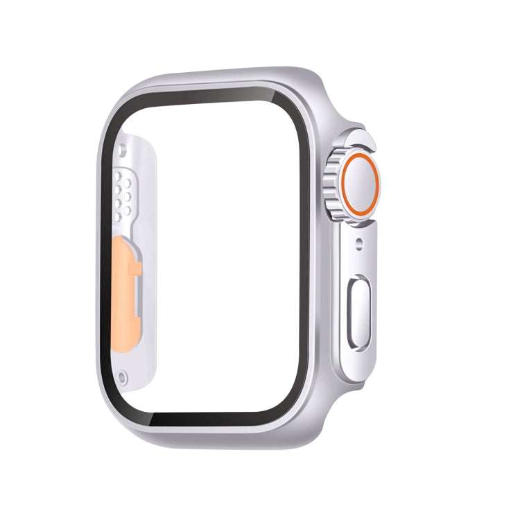 For Apple Watch Series 9 / 8 / 7 45mm Tempered Film Hybrid PC Integrated Watch Case(Silver Orange) by buy2fix
