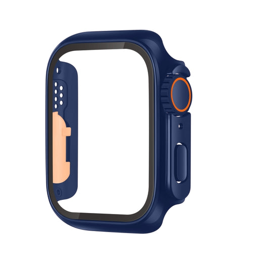 For Apple Watch Series 6 / 5 / 4 / SE 40mm Tempered Film Hybrid PC Integrated Watch Case(Midnight Blue Orange) by buy2fix
