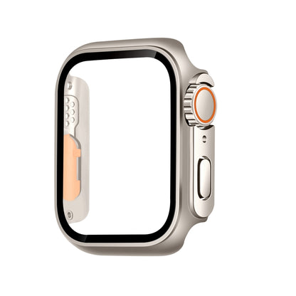 For Apple Watch Series 6 / 5 / 4 / SE 44mm Tempered Film Hybrid PC Integrated Watch Case(Titanium Gold Orange) by buy2fix