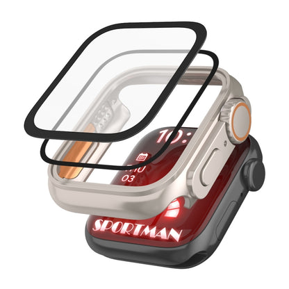 For Apple Watch Series 9 / 8 / 7 41mm Tempered Film Hybrid PC Integrated Watch Case(Black Orange) by buy2fix