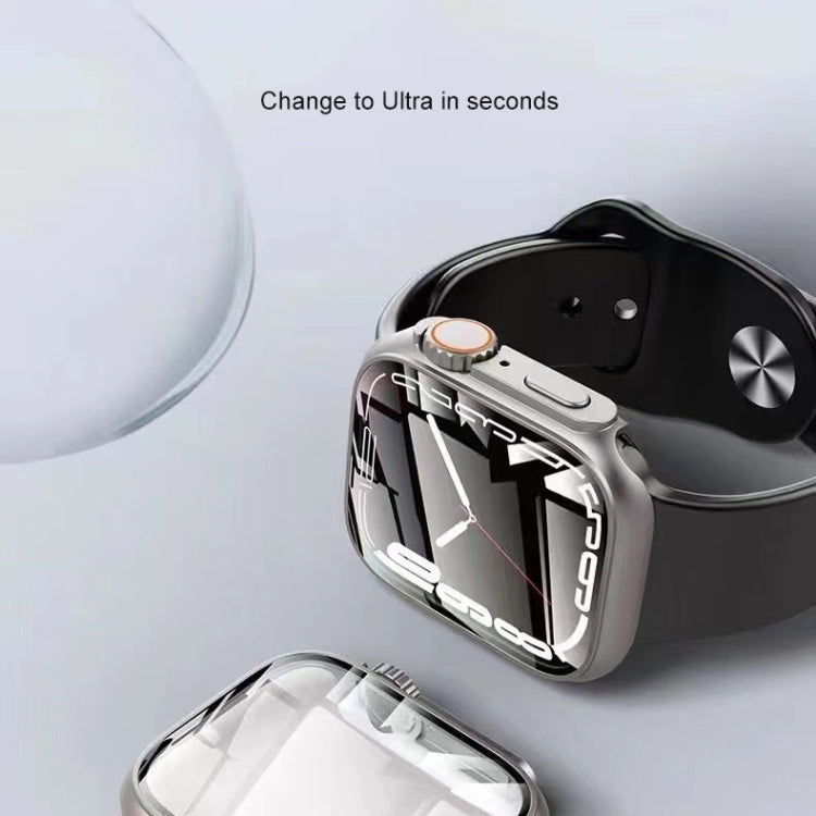 For Apple Watch Series 9 / 8 / 7 45mm Tempered Film Hybrid PC Integrated Watch Case(Silver Orange) by buy2fix