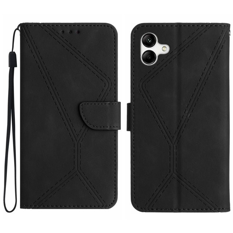 For Samsung Galaxy A05 Stitching Embossed Leather Phone Case(Black) - Galaxy Phone Cases by buy2fix | Online Shopping UK | buy2fix