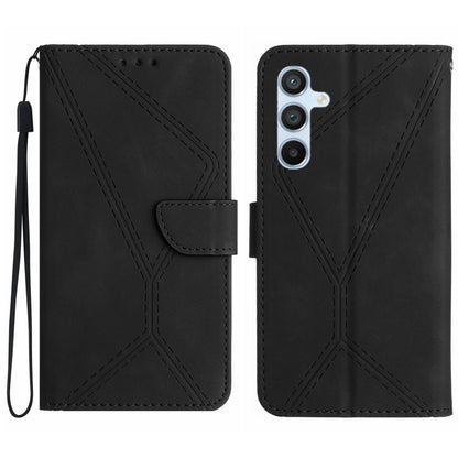 For Samsung Galaxy A05s Stitching Embossed Leather Phone Case(Black) - Galaxy Phone Cases by buy2fix | Online Shopping UK | buy2fix