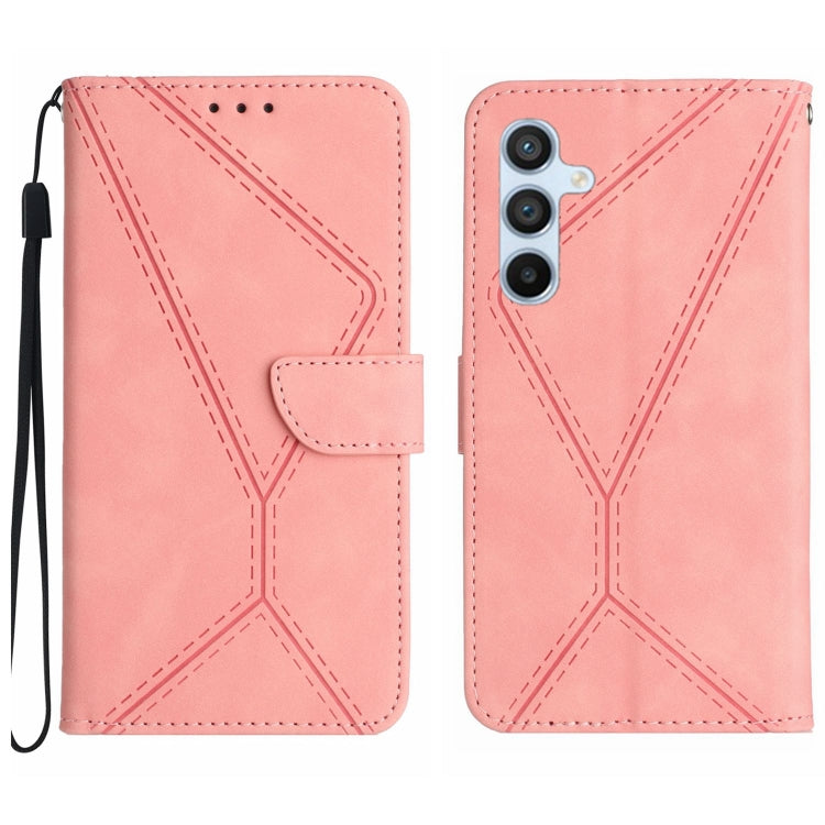 For Samsung Galaxy A15 Stitching Embossed Leather Phone Case(Pink) - Galaxy Phone Cases by buy2fix | Online Shopping UK | buy2fix