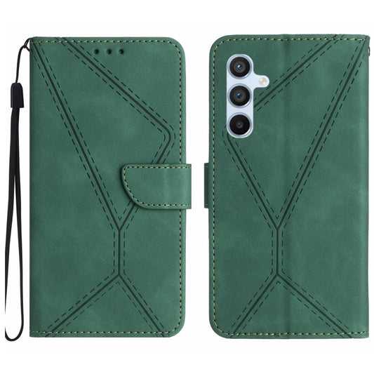 For Samsung Galaxy A15 Stitching Embossed Leather Phone Case(Green) - Galaxy Phone Cases by buy2fix | Online Shopping UK | buy2fix