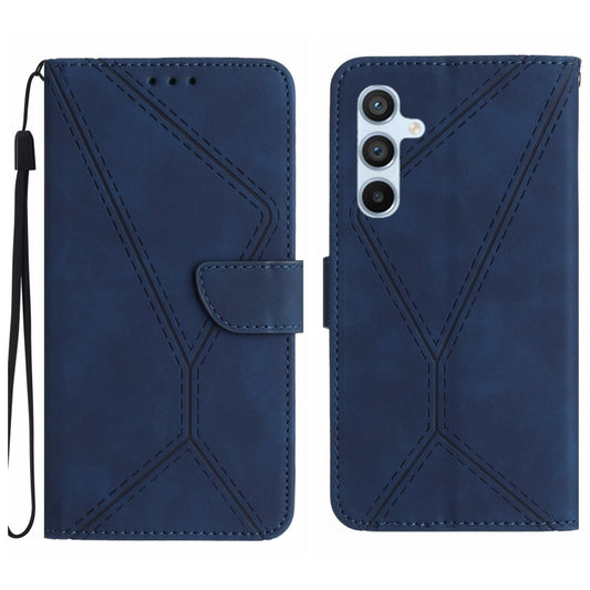 For Samsung Galaxy A15 Stitching Embossed Leather Phone Case(Blue) - Galaxy Phone Cases by buy2fix | Online Shopping UK | buy2fix