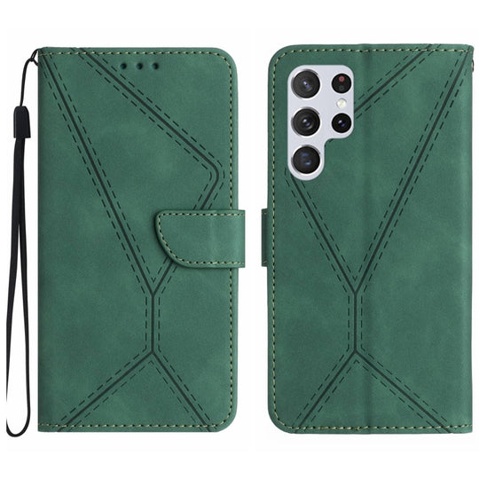 For Samsung Galaxy S24 Ultra 5G Stitching Embossed Leather Phone Case(Green)