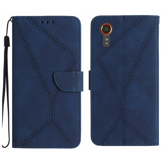 For Samsung Galaxy Xcover 7 5G Stitching Embossed Leather Phone Case(Blue)