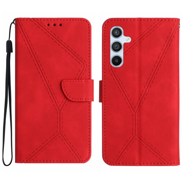 For Samsung Galaxy M55 Stitching Embossed Leather Phone Case(Red) - Galaxy Phone Cases by buy2fix | Online Shopping UK | buy2fix