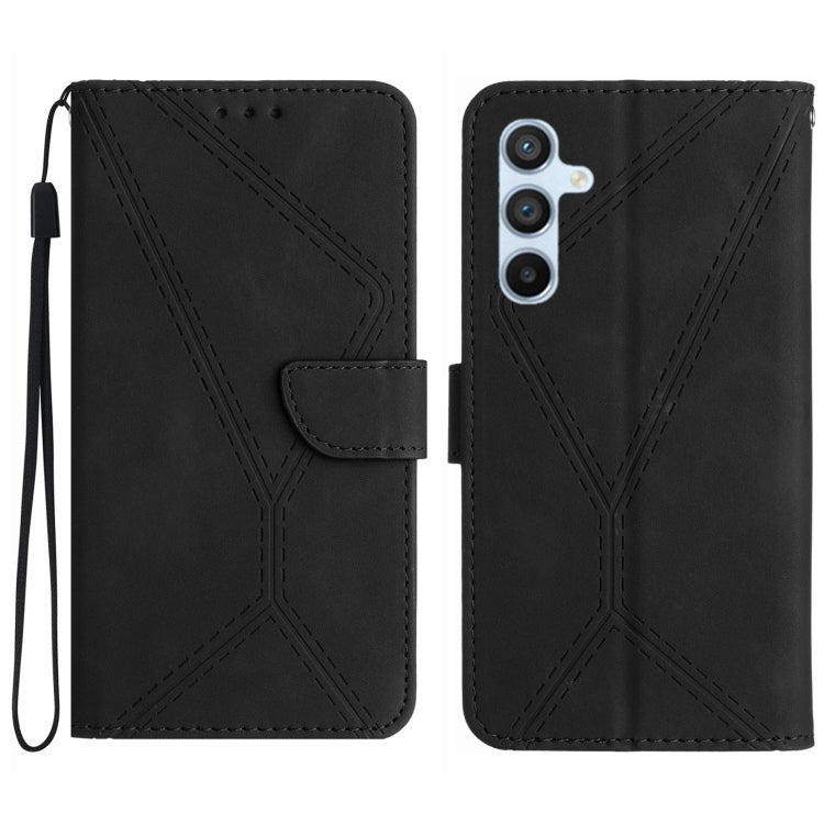 For Samsung Galaxy M55 Stitching Embossed Leather Phone Case(Black) - Galaxy Phone Cases by buy2fix | Online Shopping UK | buy2fix