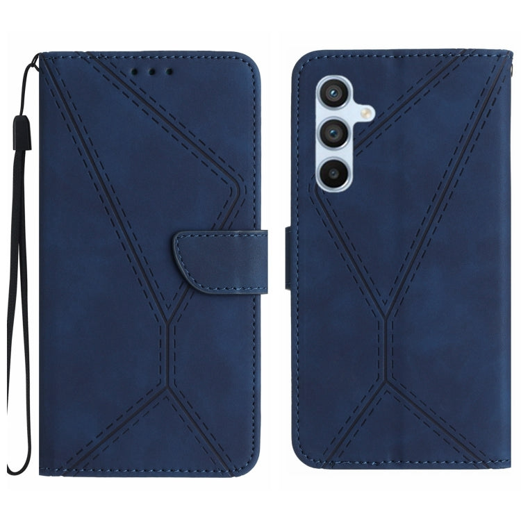 For Samsung Galaxy M55 Stitching Embossed Leather Phone Case(Blue) - Galaxy Phone Cases by buy2fix | Online Shopping UK | buy2fix