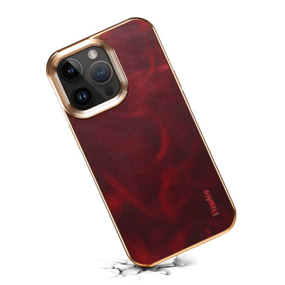 For iPhone 12 Pro Max Denior Oil Wax Cowhide Plating Phone Case(Red) - iPhone 12 Pro Max Cases by Denior | Online Shopping UK | buy2fix