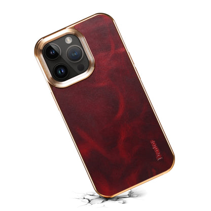 For iPhone 15 Denior Oil Wax Cowhide Plating Phone Case(Red) - iPhone 15 Cases by Denior | Online Shopping UK | buy2fix